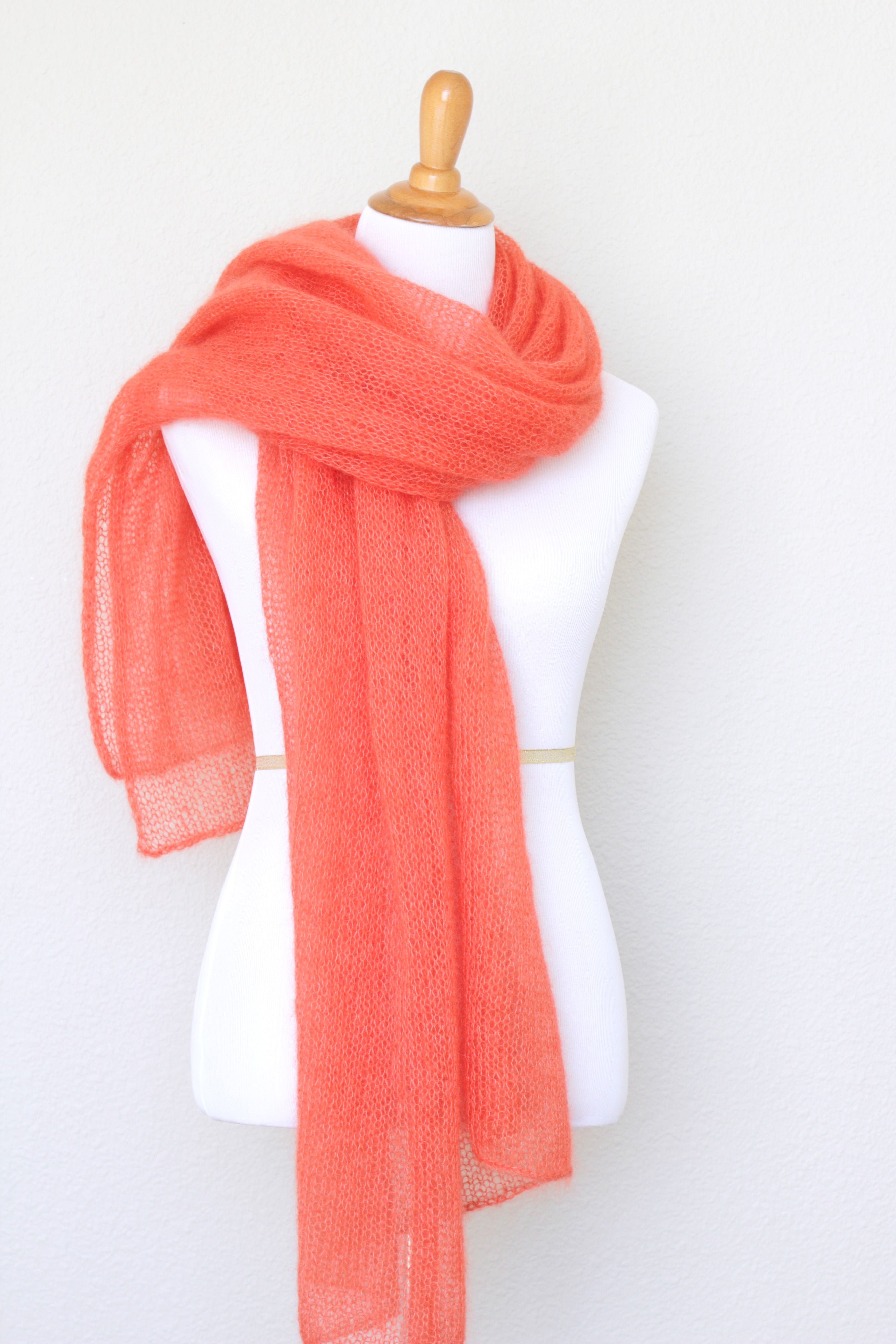 Handwoven sale red scarf in kidmohair and tencel. Kidmohair scarf, woven by hand, bright red. Little red wrap.