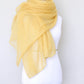 Knit wrap in silk mohair blend in yellow color