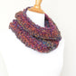 Crochet cowl in red and purple colors, chunky infinity scarf - 3 colorways available