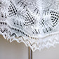 Knit shawl in white color with lace border, Freesia shawl