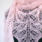 Knit shawl with pearls, silk mohair shawl in soft pink color, pink shawl