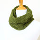 Crochet infinity scarf in olive green color, chunky cowl - 12 colors available