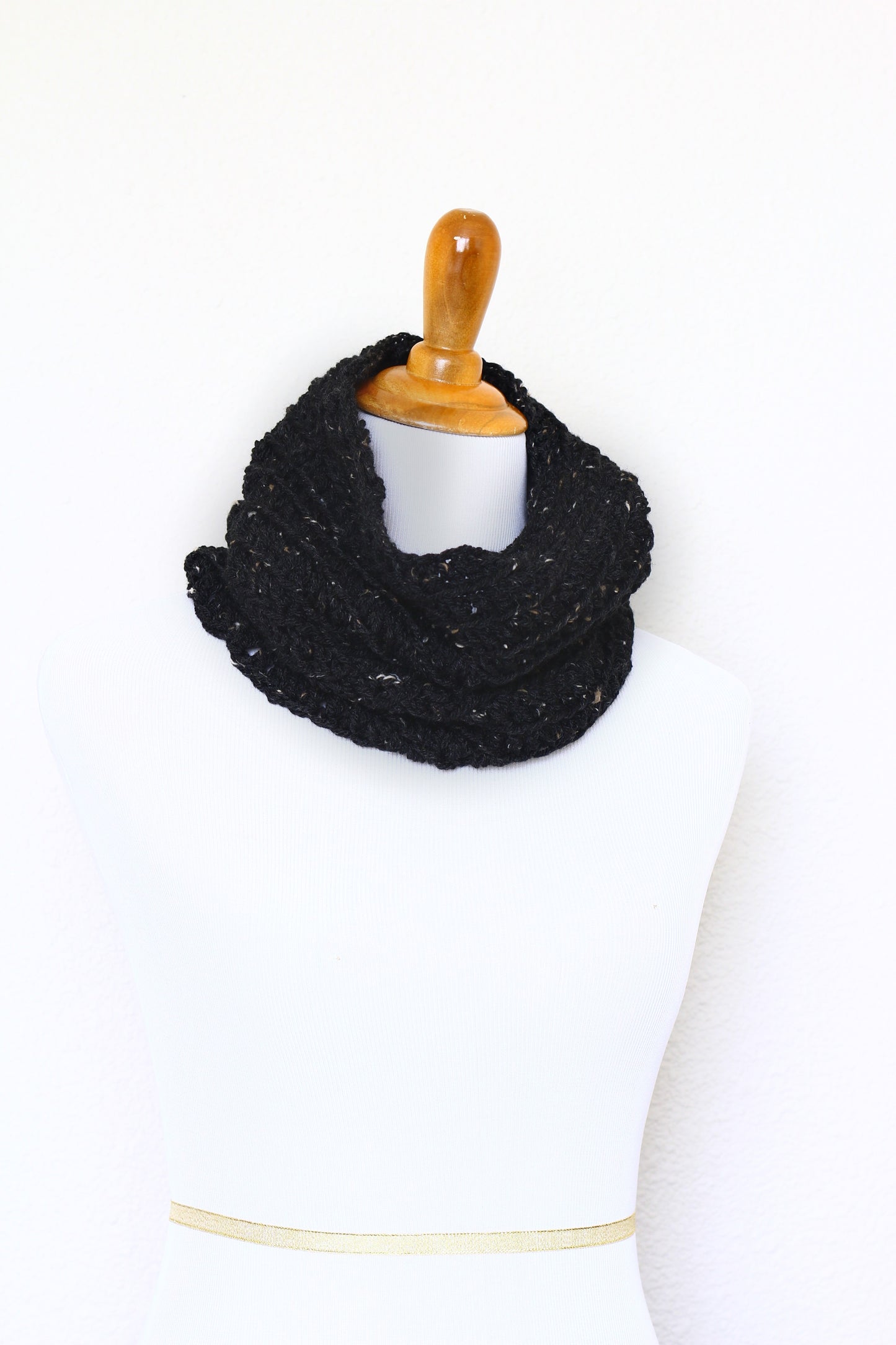 Crochet infinity scarf in graphite color, chunky cowl - 12 colors available