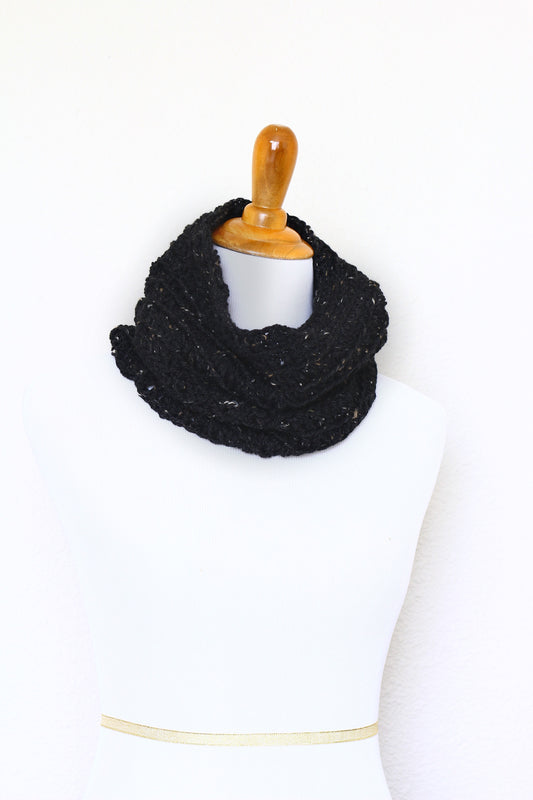 Crochet infinity scarf in graphite color, chunky cowl - 12 colors available