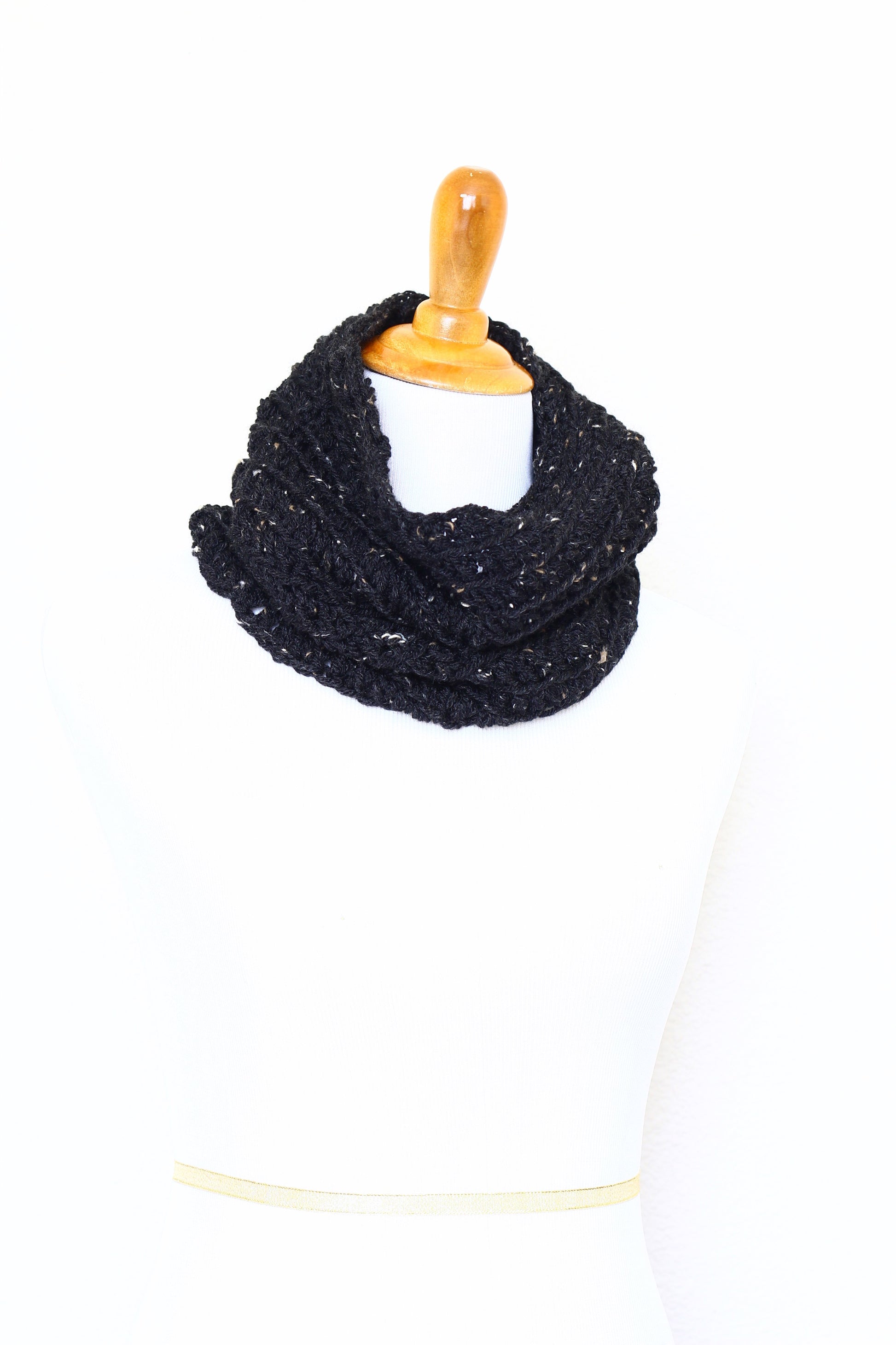 Crochet infinity scarf in graphite color, chunky cowl - 12 colors available