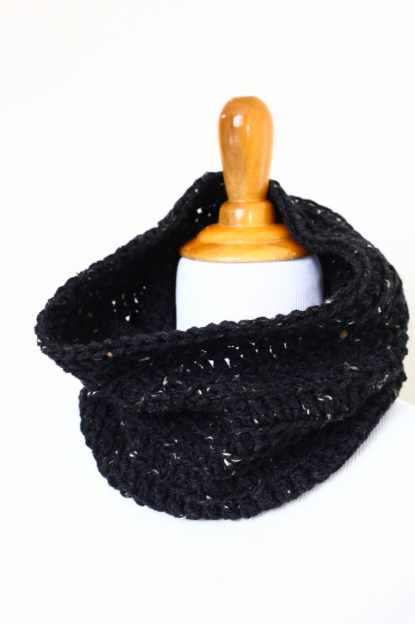 Crochet infinity scarf in graphite color, chunky cowl - 12 colors available