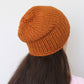 Beanie hat, knit hat, slouchy hat, knit beanie in honey yellow color