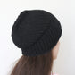 Beanie hat, knit hat, slouchy hat, knit beanie in tweed black color