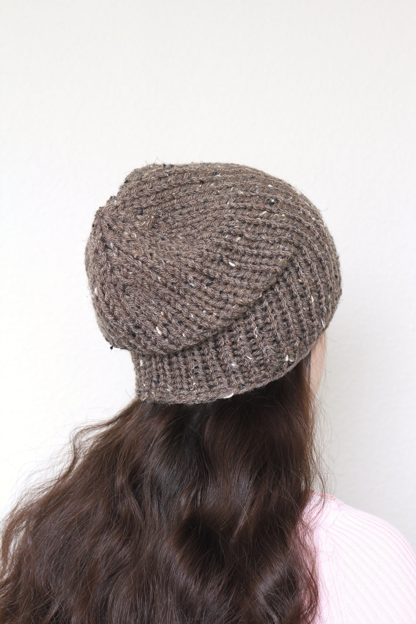 Beanie hat, knit hat, slouchy hat, knit beanie in dark grey color tweed hat