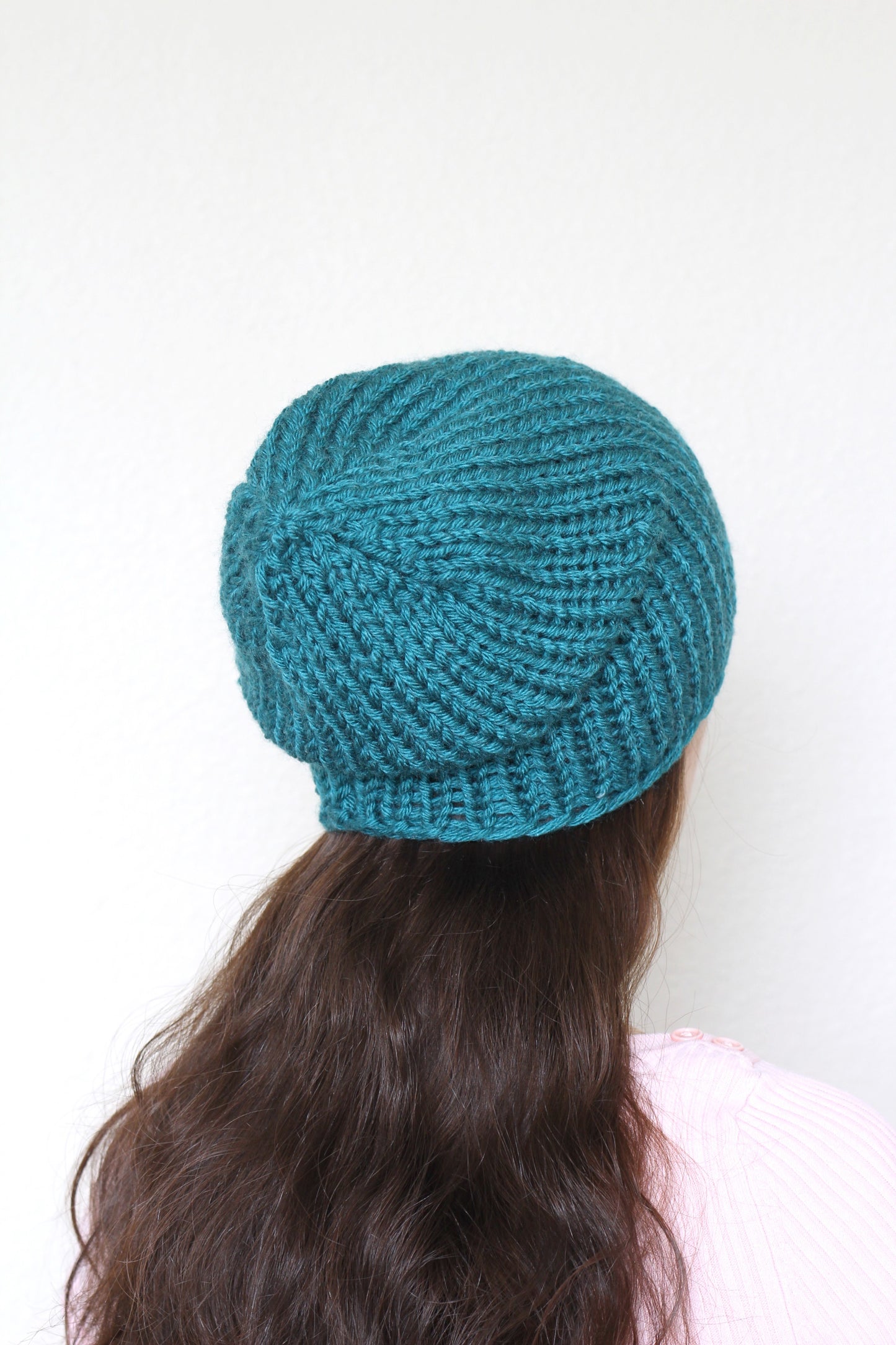 Beanie hat, knit hat, slouchy hat, knit beanie in dark teal color
