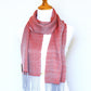 Woven scarf in red and silver color, eucalyptus scarf with fringe