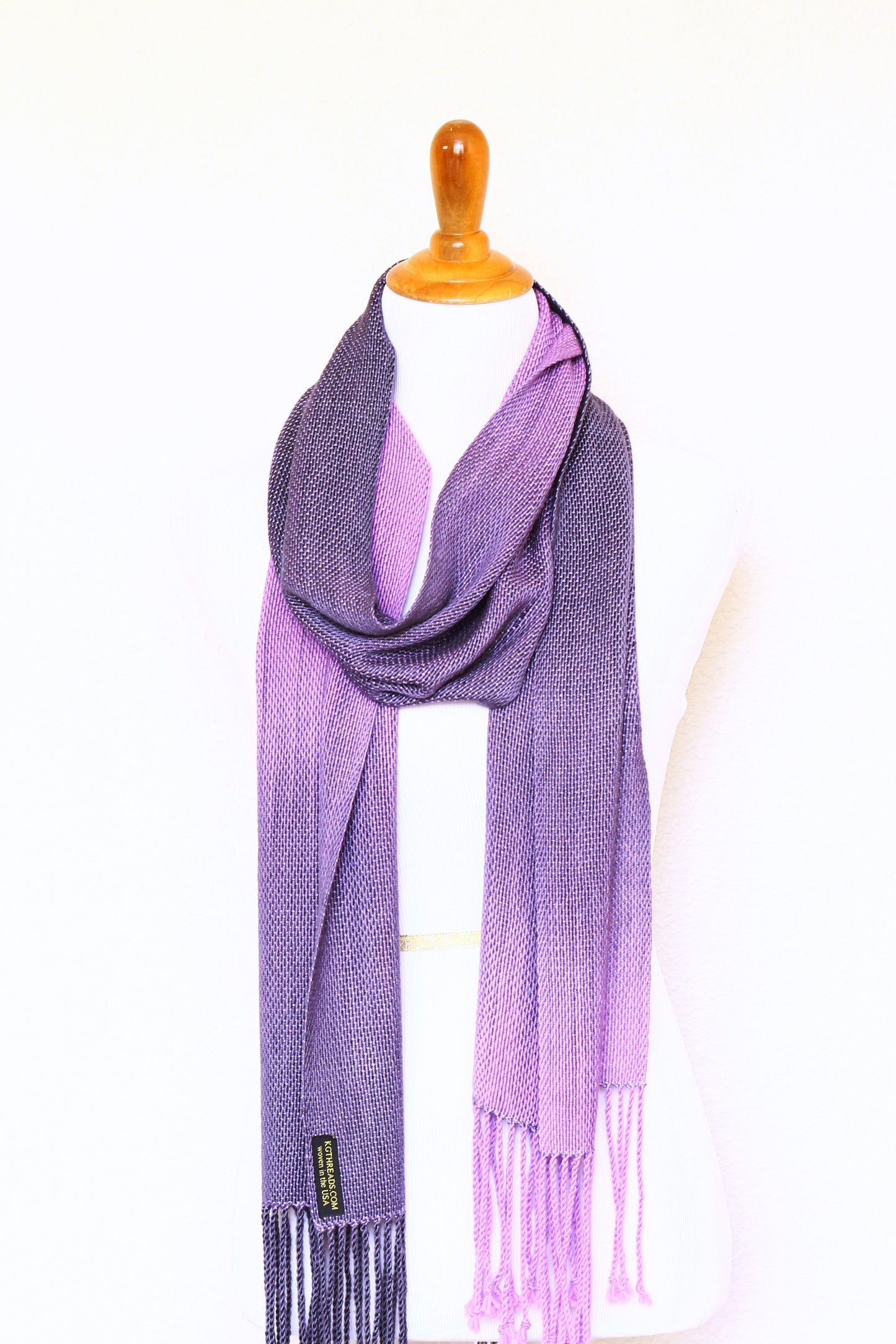 Woven scarf in gradient violet colors, wool scarf, gift for her