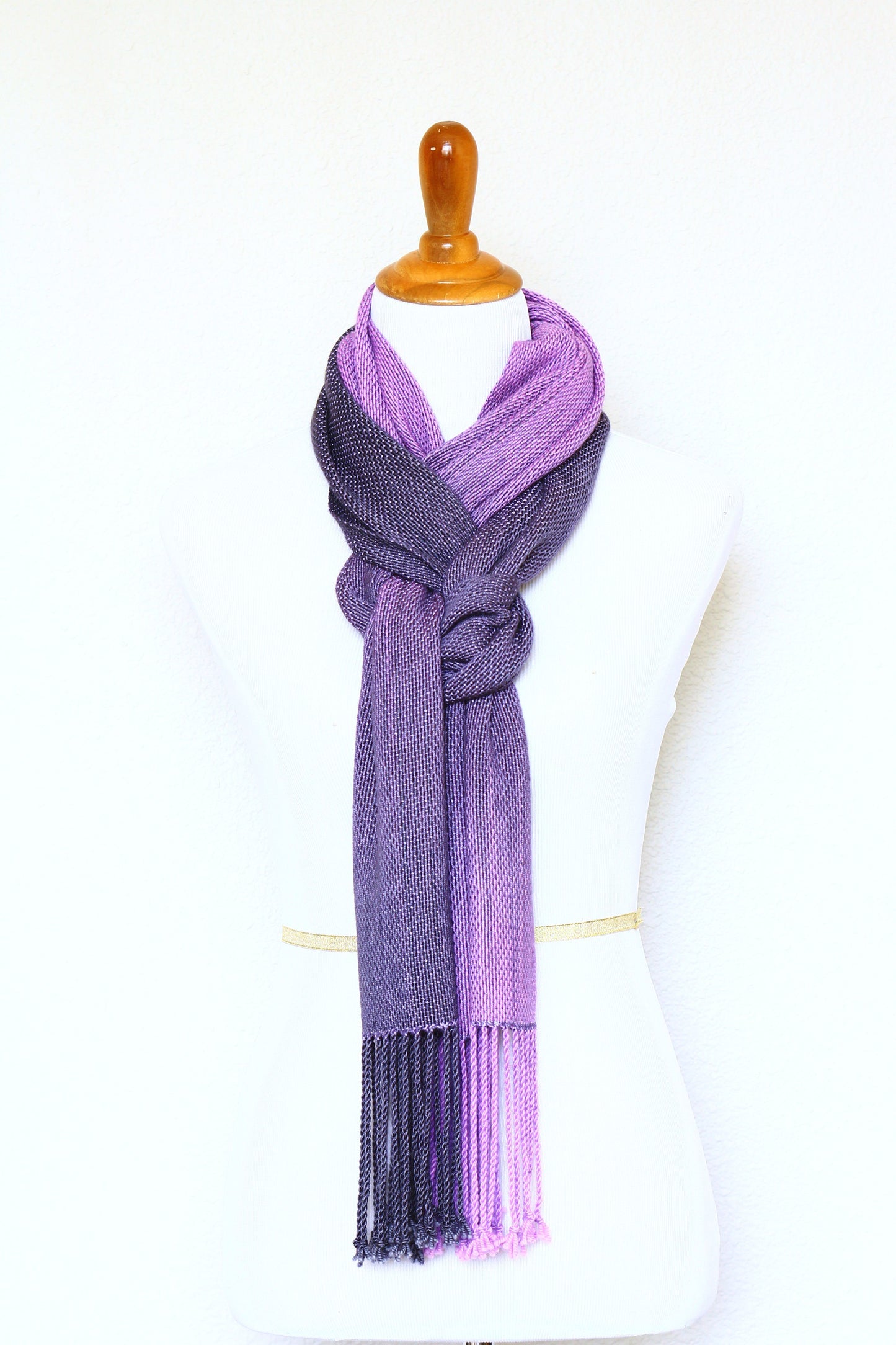 Woven scarf in gradient violet colors, wool scarf, gift for her