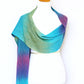 Woven scarf in purple, green and blue colors, gift for her