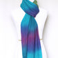 Woven scarf in purple, green and blue colors, gift for her
