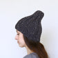 Knit beanie hat, ski hat in dark grey color