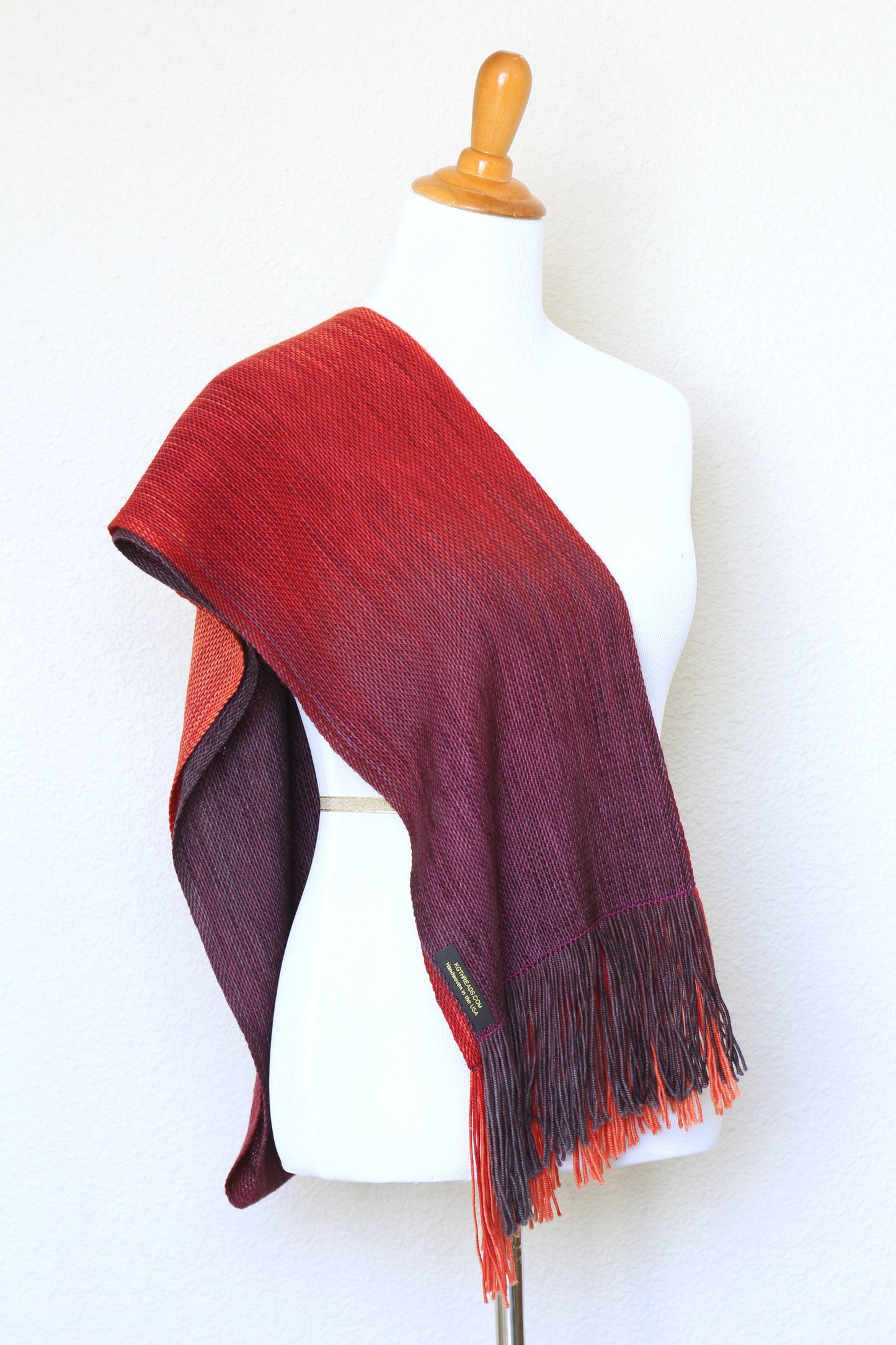 Handwoven burgundy scarf