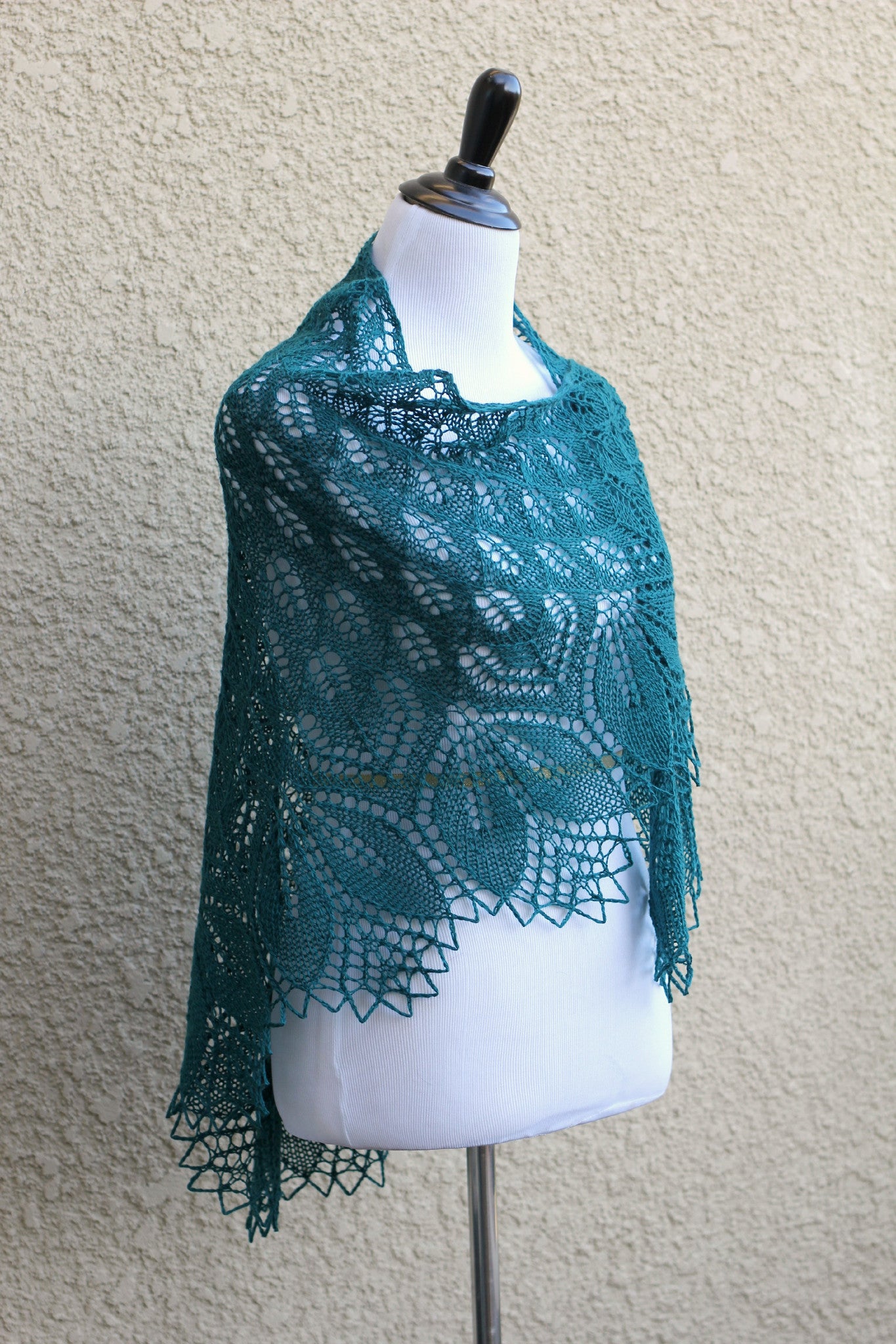 Knit wrap in teal color