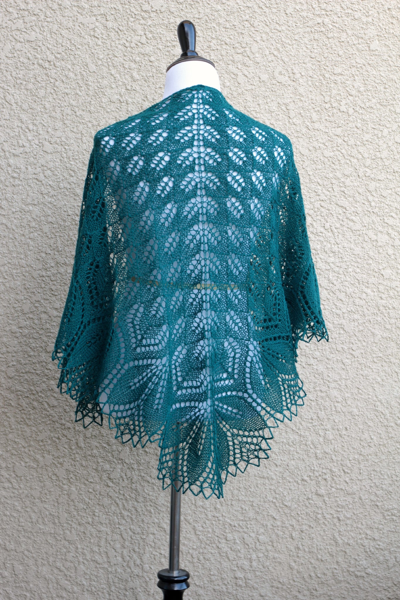 Emerald green knit shawl