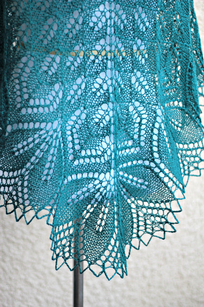 Teal Knit lace shawl