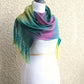 Long woven scarf in green color