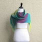 Woven scarf in green, yellow and fuchsia colors, gift for her