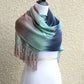 Woven scarf in mint, beige and blue colors