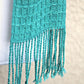 Hand woven scarf in turquoise teal colors in waffle pattern