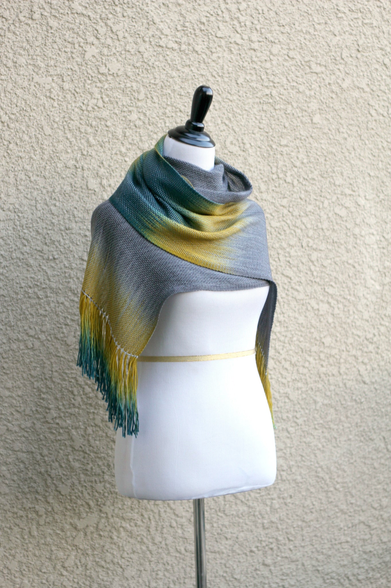 Grey and mustard woven wrap
