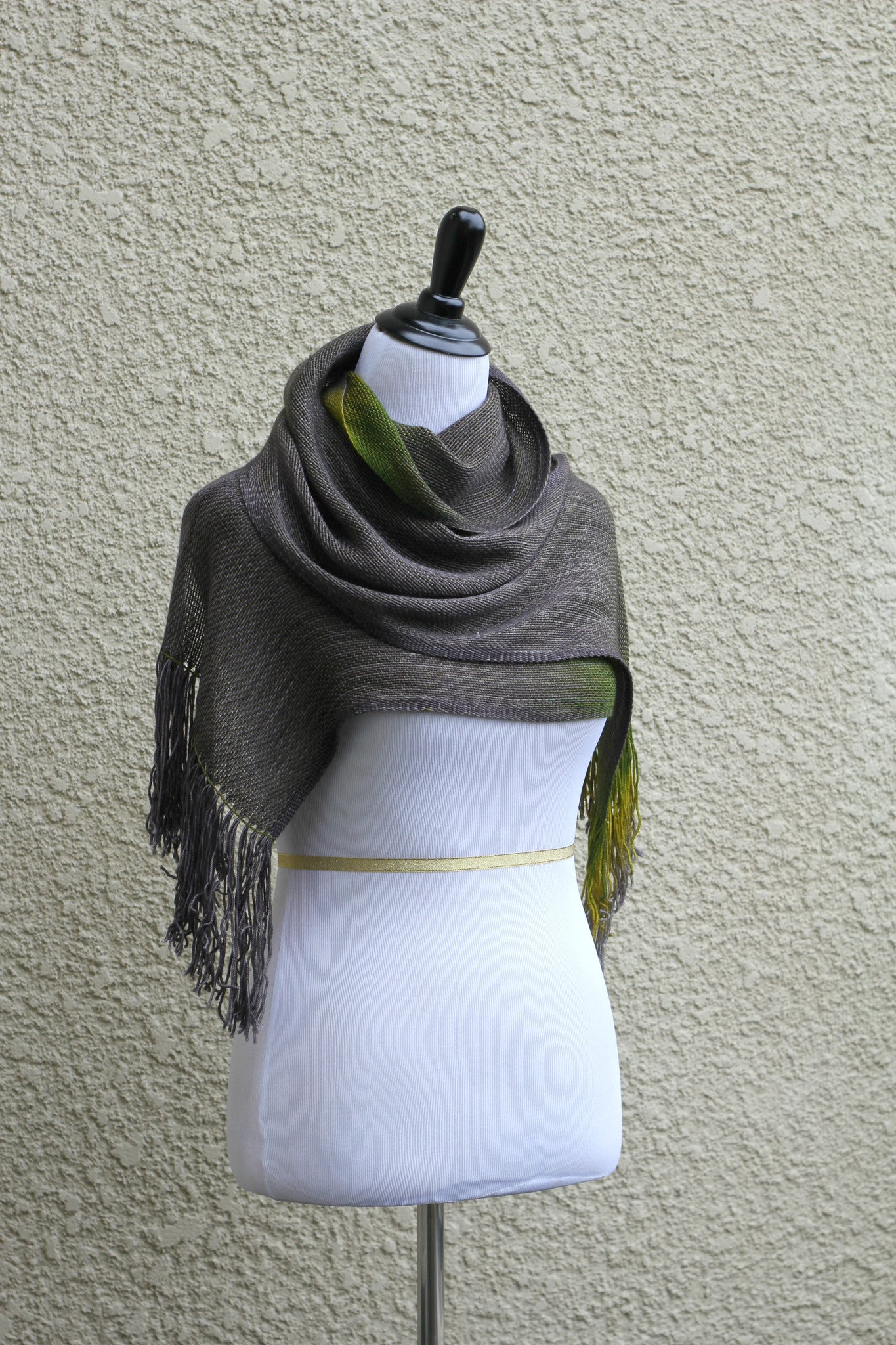 Woven grey and green wrap