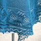 Teal knit shawl woth lace edge