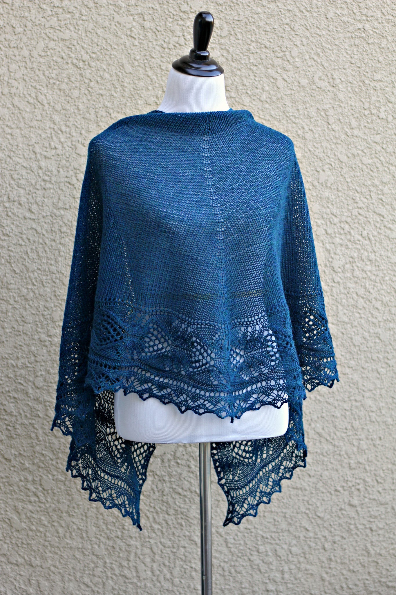 Dark blue knit shawl