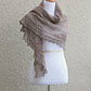 Knit shawl in beige color with lace border, Freesia shawl