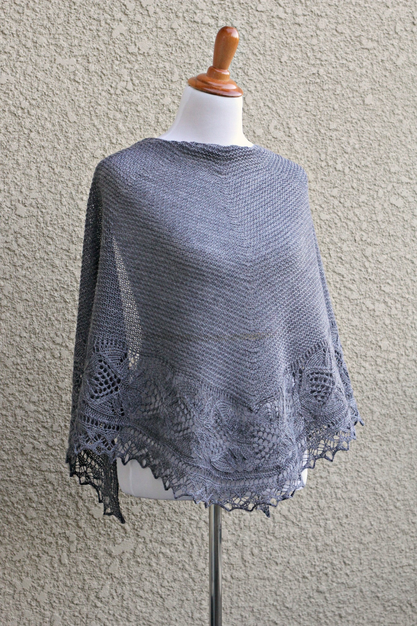 Knit grey shawl for women