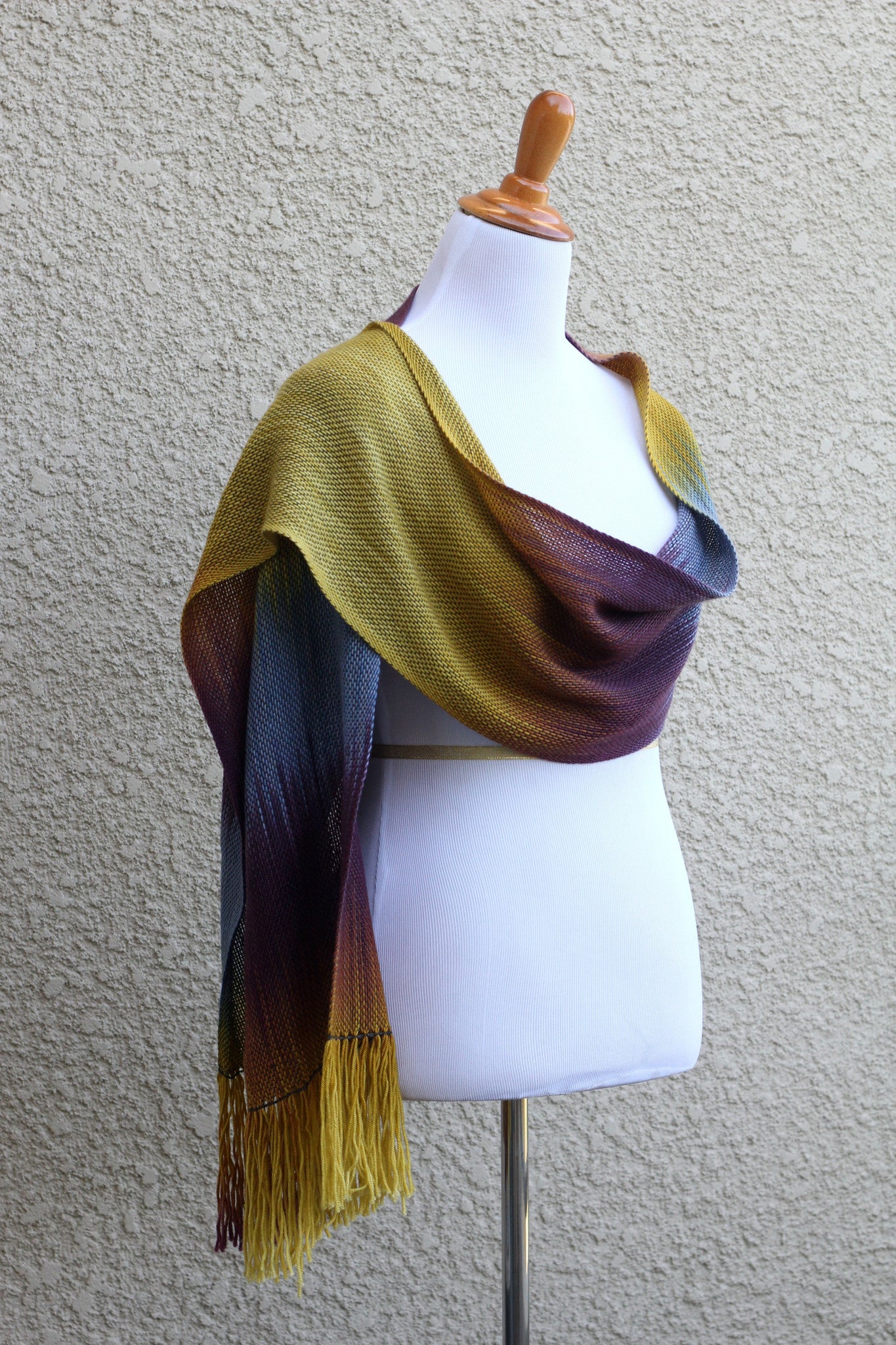 Mustard and purple scarf