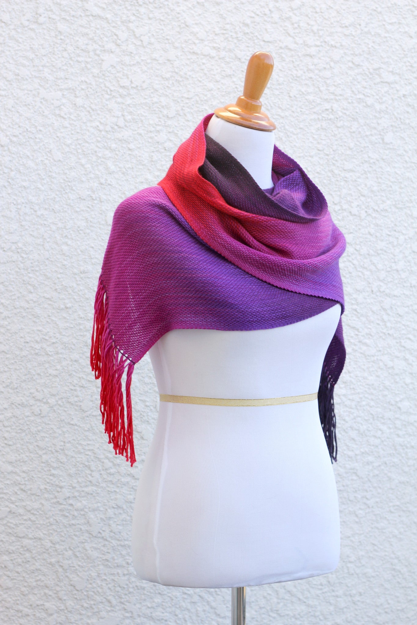 Woven scarf in pink, fuchsia and purple colors, gift for her