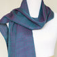 Woven scarf, chameleon scarf in teal and purple colors, long scarf with fringe