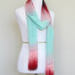 Woven scarf in pink, mint and red colors, gift for her