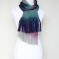 Woven scarf in purple, navy and green colors, gift for her