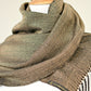 Woven scarf in gold color with twill pattern, long scarf with fringe