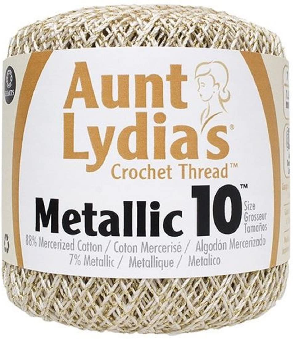 Aunt Lydia's Crochet Thread Classic Size 10, 350 yards per spool - Metallic