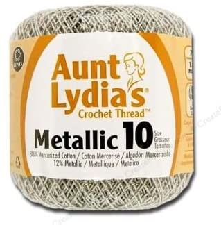 Aunt Lydia's Crochet Thread Classic Size 10, 350 yards per spool - Metallic