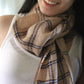 Handwoven scarf in beige and blue colors, unisex