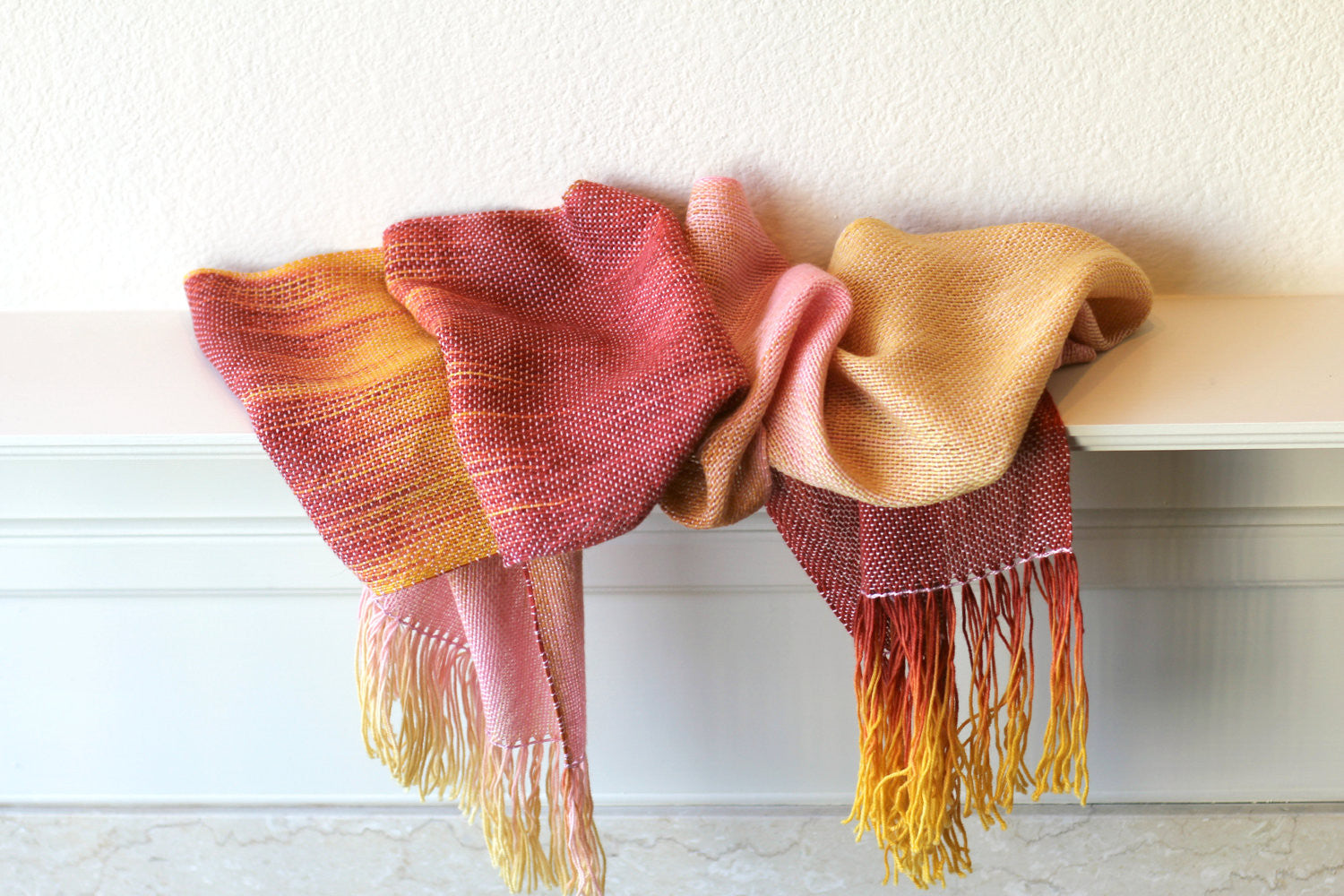 Ombre scarf in yellow and pink