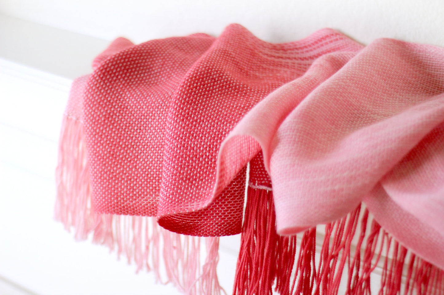 Pink red woven scarf