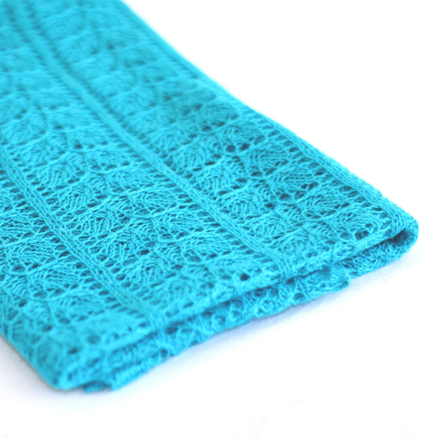 Knit shawl, laced scarf in turquoise color, gift for her – KGThreads
