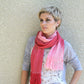 Pink red woven scarf