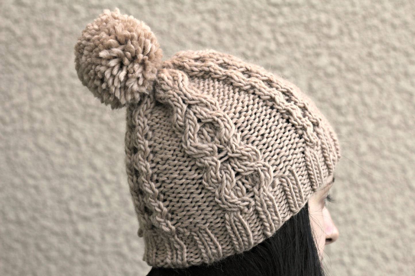 Knit cable hat for women