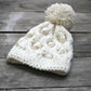 White knit womens hat