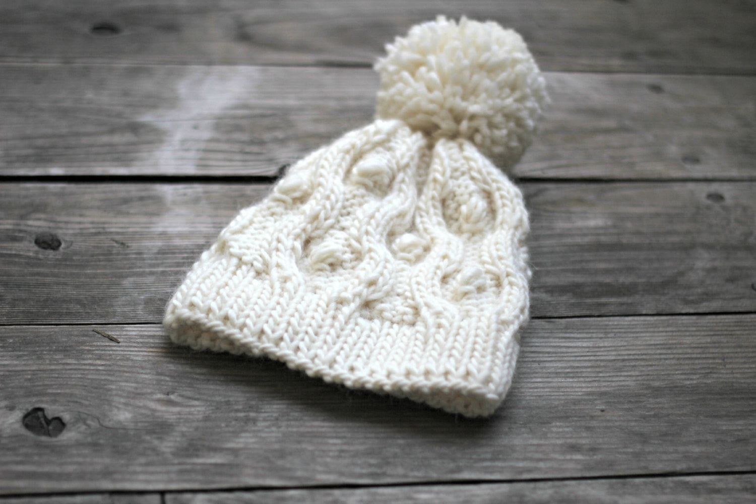 White knit womens hat
